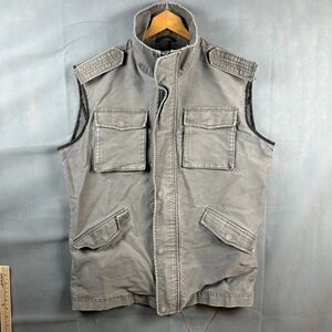 H&M Cargo Vest Jacket Women's Size US 44 Sleeveless Pockets Full Zip Button